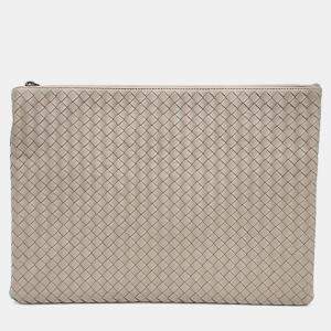 Bottega Veneta Beige Intrecciato Leather Pouch