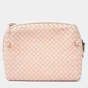 Pre Owned Bottega Veneta Light Pink Nappa Intrecciato Nodini Crossbody Messenger 