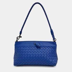 Bottega Veneta Blue Intrecciato Leather Nappa Shoulder Bag