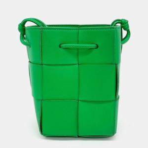 Bottega Veneta Green Leather Cassette Bucket Bag