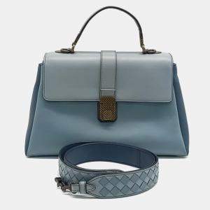 Bottega Veneta Blue Leather Nappa Medium Piazza Bag