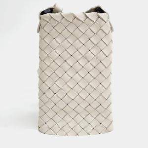 Bottega Veneta White Intrecciato Leather Crossbody Flap Bag