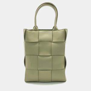 Bottega Veneta Green Leather Mini Cassette Tote Bag