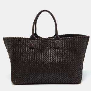 Pre Owned Bottega Veneta Brown Intrecciato Leather Limited Edition 337/500 Cabat Tote 