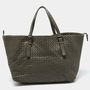 Pre Owned Bottega Veneta Grey Intrecciato Leather Large Cesta Tote