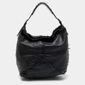 Pre Owned Bottega Veneta Black Leather Hobo 