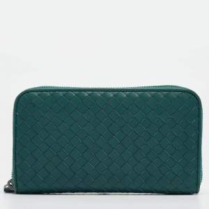 Bottega Veneta Dark Green Intrecciato Leather Continental Wallet