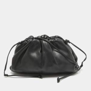 Pre Owned Bottega Veneta Black Leather Mini The Pouch Bag