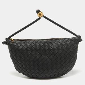 Pre Owned Bottega Veneta Black Intrecciato Leather Medium Turn Pouch