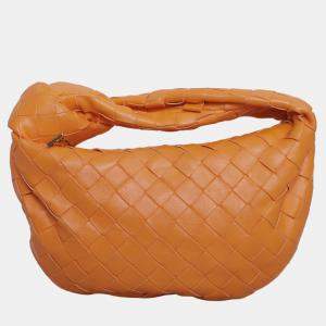 Bottega Veneta Orange Leather Mini Jodie Shoulder Bag