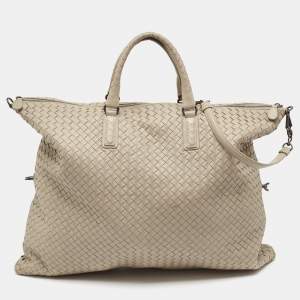 Pre Owned Bottega Veneta Grey Intrecciato Nappa Leather Maxi Convertible Tote