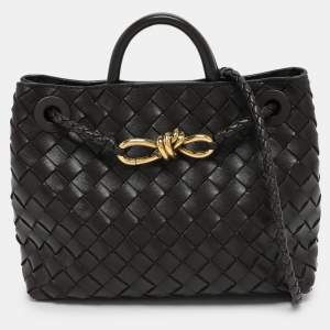 Pre Owned Bottega Veneta Brown Intrecciato Leather Small Andiamo Tote