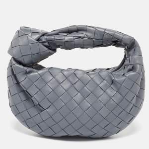 Bottega Veneta Grey Intrecciato Leather Mini Jodie Hobo