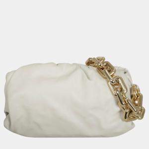 Bottega Veneta White Leather Chain Pouch Bag