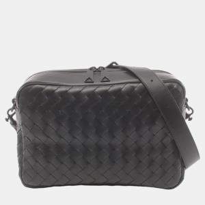 Bottega Veneta Intrecciato Medium Leather Black Camera Bag