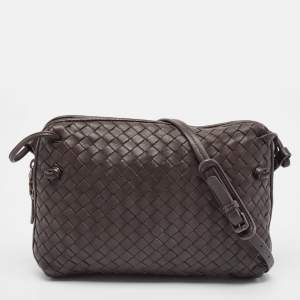 Pre Owned Bottega Veneta Dark Brown Leather Nodini Crossbody Bag