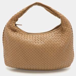Pre Owned Bottega Veneta Beige Intrecciato Leather Small Hobo