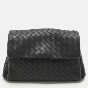 Pre Owned Bottega Veneta Navy Blue Intrecciato Leather Pouch Clutch