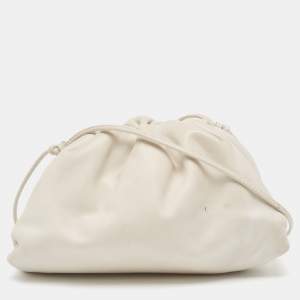 Pre Owned Bottega Veneta White Leather Mini The Pouch Bag