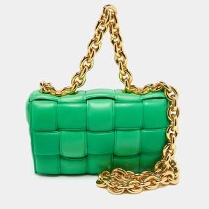 Bottega Veneta Green Padded Leather Cassette Chain Bag