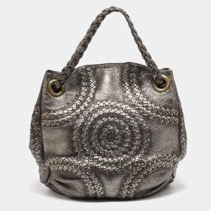Pre Owned Bottega Veneta Metallic Leather Illusion Hobo