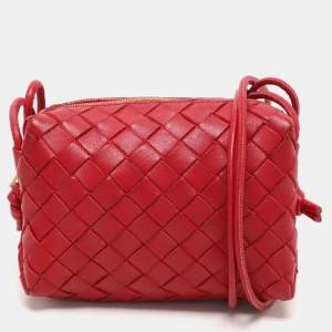 Bottega Veneta Red Intrecciato Leather Loop Shoulder Bag