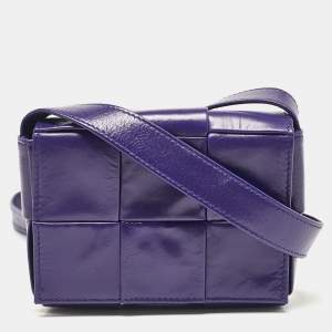 Bottega Veneta Purple Intrecciato Leather Mini Candy Cassette Crossbody Bag