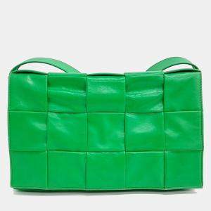 Bottega Veneta Green Leather Cassette Crossbody Bag