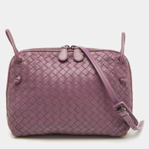 Bottega Veneta Mauve Purple Intrecciato Leather Nodini Shoulder Bag
