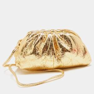 Bottega Veneta Gold Patent Leather The Pouch Coin Purse