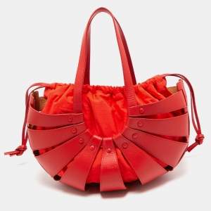 Bottega Veneta Red Leather Medium Shell Bag