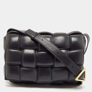 Bottega Veneta Black Leather Classic Cassette Padded Shoulder Bag