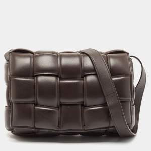 Bottega Veneta Dark Brown Intreccio Leather Padded Cassette Shoulder Bag