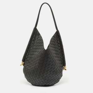 Pre Owned Bottega Veneta Black Intrecciato Leather Medium Solstice Hobo