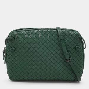 Bottega Veneta Green Intrecciato Leather Nodini Shoulder Bag
