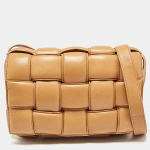 Bottega Veneta Tan Intreccio Leather Padded Cassette Shoulder Bag