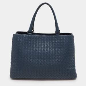 Bottega Veneta Blue Intrecciato Leather Tote