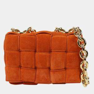 Bottega Veneta Maple Gold Suede Chain Cassette Shoulder Bag