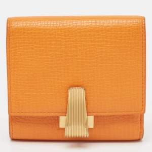 Bottega Veneta Orange Leather Palmellato Trifold Wallet