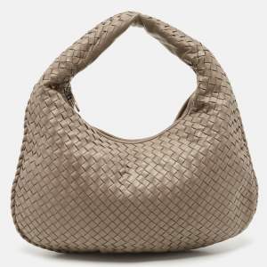 Pre Owned Bottega Veneta Beige Intrecciato Leather Small Veneta Hobo