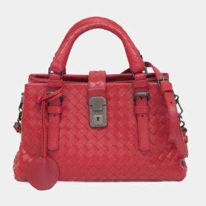 Bottega Veneta Red Intrecciato Leather Baby Roma Shoulder Bag