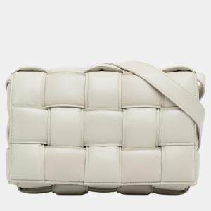 Bottega Veneta White Nappa Intrecciato Padded Cassette Crossbody