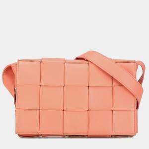 Bottega Veneta Pink Nappa Intrecciato Cassette Crossbody