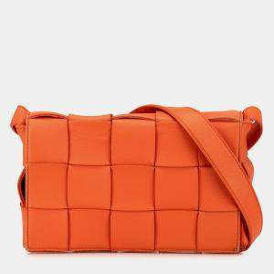 Bottega Veneta Orange Nappa Intrecciato Cassette Crossbody