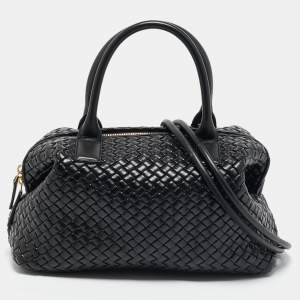 Bottega Veneta Black Intrecciato Leather Medium Bauletto Bag