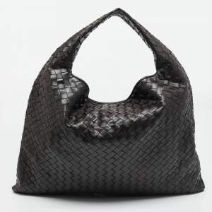 Pre Owned Bottega Veneta Dark Brown Leather Large Hop Shoulder Bag