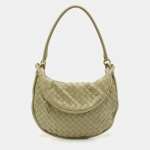 Bottega Veneta Olive Green Intrecciato Leather Gemelli Hobo