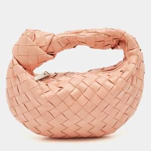Bottega Veneta Peach Intrecciato Leather Mini Jodie Hobo