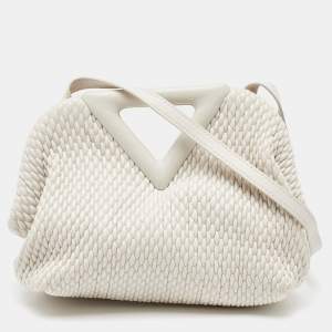 Bottega Veneta White Quilted Leather Point Shoulder Bag