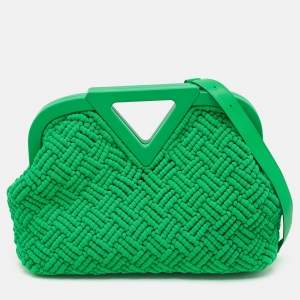Bottega Veneta Green Crochet and Rubber The Point Shoulder Bag